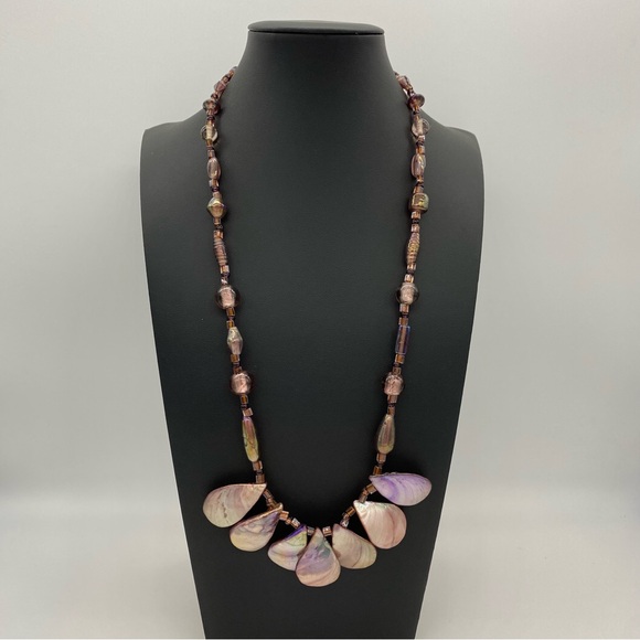Hand Crafted Jewelry - Luster Shells and Glass Beaded Necklace